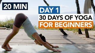 20 Min Beginner Yoga Routine (Day 1) 30 Days of Yoga For Beginners