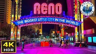 [4K HDR] Reno, Nevada Night Walking Tour