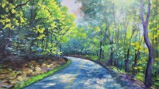 Road Trip Summer Landscape Acrylic Painting LIVE Tutorial