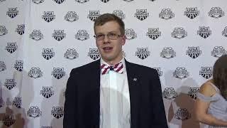Nic Fink on the Golden Goggles red carpet