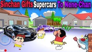 SHINCHAN AND OGGY GIFTS SUPERCARS TO NENE-CHAN | SINCHAN BLASTS OGGY CAR | SASTIGTA5 |