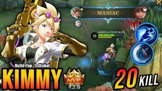 20 Kills + MANIAC!! Gold Lane Kimmy Late Game Monster - Build Top 1 Global Kimmy ~ MLBB