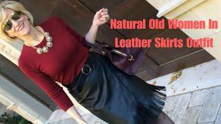 Natural Old Age Women Looking Graceful And Classy In Leather Skirts Outfit| Leather Outfits Ideas