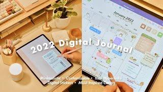 iPad 2022 Digital Journal & Digital Stickers | MUJI Inspired • Customizable & Minimal • Hyperlinks