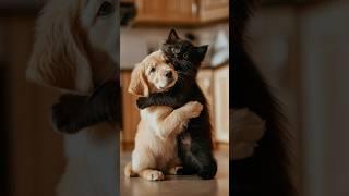 Puppy’s Warm Hug Melts Kitten In Cute Cuddle!