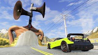 Escape From The SIREN HEAD | Car VS Giant Bulge With SIREN HEAD | Horror Beamng Drive | TrainWorld