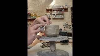 how to make a pinch pot tea bowl on a banding wheel.