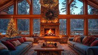 Cozy Fireplace Burning in Warm Christmas Room Ambience  Soft Christmas Jazz Music 2025 for Unwind 