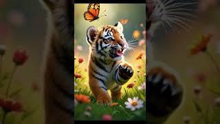 A Tiger Cub's Garden Adventure #shorts#shorts #shortsvideo #Tiger #WildlifeMoments #NatureBeauty