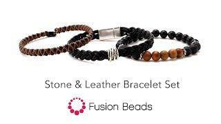 Learn how to create the Stone and Leather bracelet set by Fusion Beads