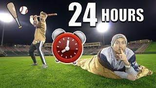 24 HOUR OVERNIGHT CHALLENGE IN BASEBALL STADIUM (PART 2)!