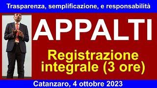 CATANZARO - Codice dei contratti fra trasparenza, semplificazione, e responsabilità (4/10/2023)