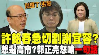 【每日必看】許銘春切割謝宜容想選高雄市長? 郭正亮怒嗆一句話... | 許銘春二度道歉:沒切割謝宜容 點林淑芬"先查證再說話"20241123