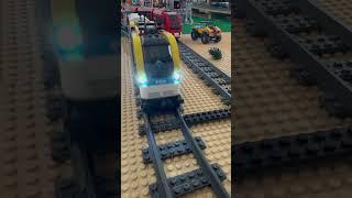 Cargo and passangers Lego train moveing #lego #legocity #train #legotrain #bricktrain #play #fyp #rc