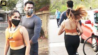 TV Actor Mrunal Jain with wife Sweety Jain in a Fitting Outfit steps out for a Jogging