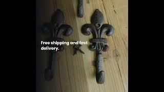 French Flair for Your Home: Set of 5 Rustic Fleur De Lis Coat Hooks - Perfect for Hall Trees, & Hats