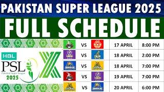 PSL 2025 Schedule | PSL X Schedule, Dates, venues & timings. | HBL PSL X Schedule