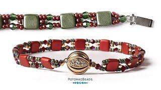 Tile Bead Square Stitch Bracelet - DIY Jewelry Making Tutorial by PotomacBeads