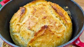 4 Ingredients! No need to knead the bread! Anyone can make this homemade bread!