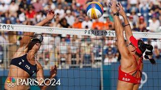 Spain rebounds in final set to best Italy in women's beach volleyball | Paris Olympics | NBC Sports