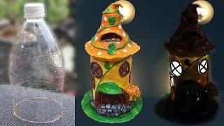 How  to make Mushroom fairy house lamp from Plastic Bottle