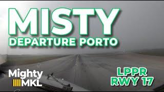 Misty departure from Porto International Airport runway 17 (OPO LPPR)