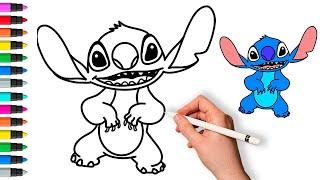 How To Draw Stitch (Lilo And Stitch) | Painting and Coloring for Kids & Toddlers