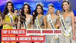 UNIVERSAL WOMAN Top 5 FINALISTS QUESTION & ANSWER PORTION | Pageant Updates