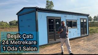 BEŞİK ÇATI 24 METREKARE 1 ODA 1 SALON EV KONTEYNER