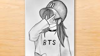 BTS ARMY GIRL DRAWING / BTS GIRL DRAWING / BTS PENCIL DRAWING / DRAWING EASY / BTS ARMY BOMB DRAWING