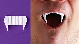 How to make vampire teeth with paper easy for Halloween  [Origami tutorial]