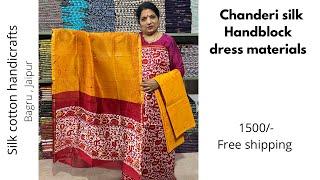 Bagru chanderi silk dress material | handblock chanderi silk suits | At Rs. 1500/-