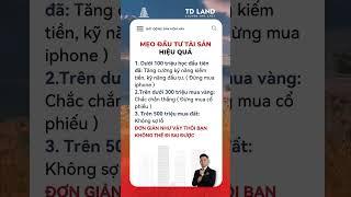 Mẹo đầu tư tài sản hiệu quả  #tuandat #batdongsandongtien #taichinh #dautu  #batdongsan #tintuc