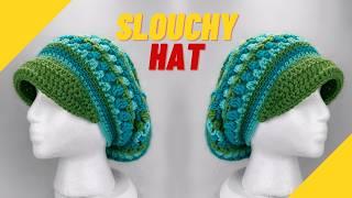 Easy Crochet Slouchy Beanie with Brim | Step-by-Step Tutorial