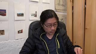 FICTION FELLOW DAVID HOON KIM IN JACOB RIVKIN'S STUDIO