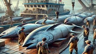 Giant Bluefin Tuna Caught - How European fishermen's Catch & Process MILLIONS of Bluefin Tuna!