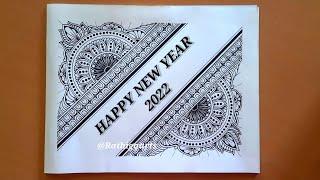 New year mandala/ Happy new year 2022 /mandala art for beginners