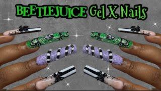 BEETLEJUICE GEL X NAILS 🪲 | Gel X Nails For Beginners + How To Apply Gel X Nails