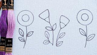 3 VERY VERY EASY LITTLE FLOWERS EMBROIDERY DESIGNS FOR BEGINNERS