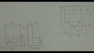 Oblique view  - 1 - Engineering drawing  - Technical drawing