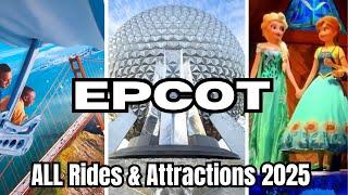 Epcot Rides & Attractions 2025 - Walt Disney World | 4K 60FPS