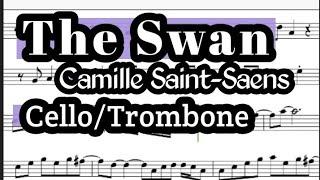 The Swan Cello or Trombone Sheet Music Backing Track Play Along Partitura