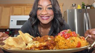 DELICIOUS CHEESY ENCHILADAS, SPANISH RICE, PICO DE GALLO, & TORTILLA CHIPS!