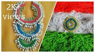 Tricolour  in Flower Garland | Step-by-Step | Crepe Jasmine | Roopa's Creations