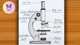 Microscope Drawing Easy/How to Draw Compound Microscope Step by Step For Beginners | Pencil drawing