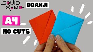 Squid Game Ddakji A4 no cuts, How To Make Ddakji TUTORIAL 🟥🟦