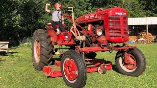 Hand Starting and Mowing with 1941 Farmall A tractor