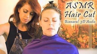  Binaural ASMR Haircut, Hair Brushing & Scalp Massage - 3D Scissors & Softly Spoken, Real Roleplay