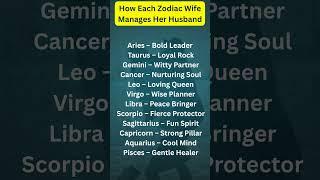 How Each Zodiac Wife Managed her Husband . #shorts #ytshorts
