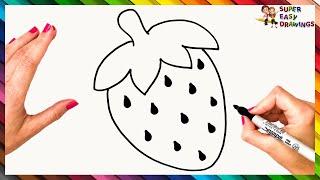 How To Draw A Strawberry Step By Step  Strawberry Drawing Easy